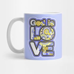 God is Love Blue Floral Mug